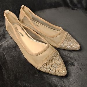 Juicy Couture Penny Champagne Rhinestone Jewel Flat Slip On Shoe sz 9.